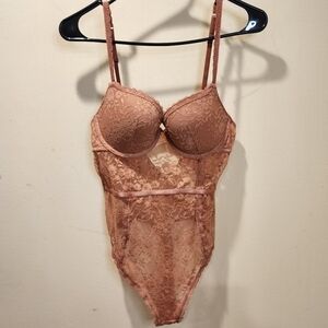 Tan lace lengerie Bodysuit fits M